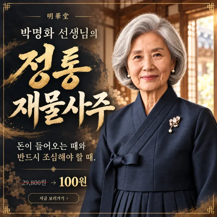 박명화 선생님의 정통 재물사주 — 돈이 들어오는 때와 반드시 조심해야 할 때. 지금 100원